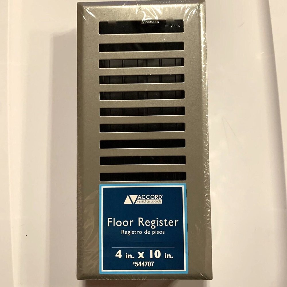 Accord AMFRSNBK410 Satin Nickel Finished Metal Floor Register  4” X 10” NEW